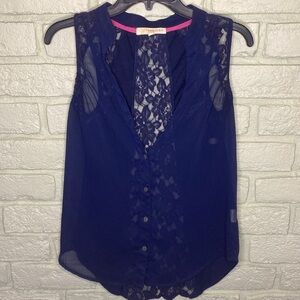 Navy Lace Sleeveless Top